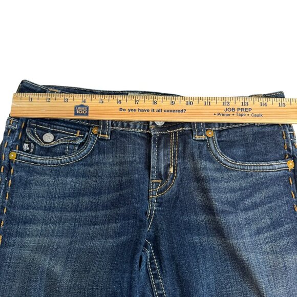 MEK Denim Women's Bootcut Jeans W29 L36 Distressed Dark Wash Mid Rise - Picture 8 of 9